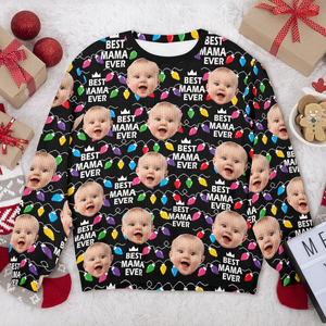 Best Mom Dad Ever Christmas Light - Personalized Ugly Sweater CH07 899394