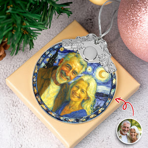 Custom Photo Personalized Anniversary Christmas Metal Top Glass Ornament TH10 894743