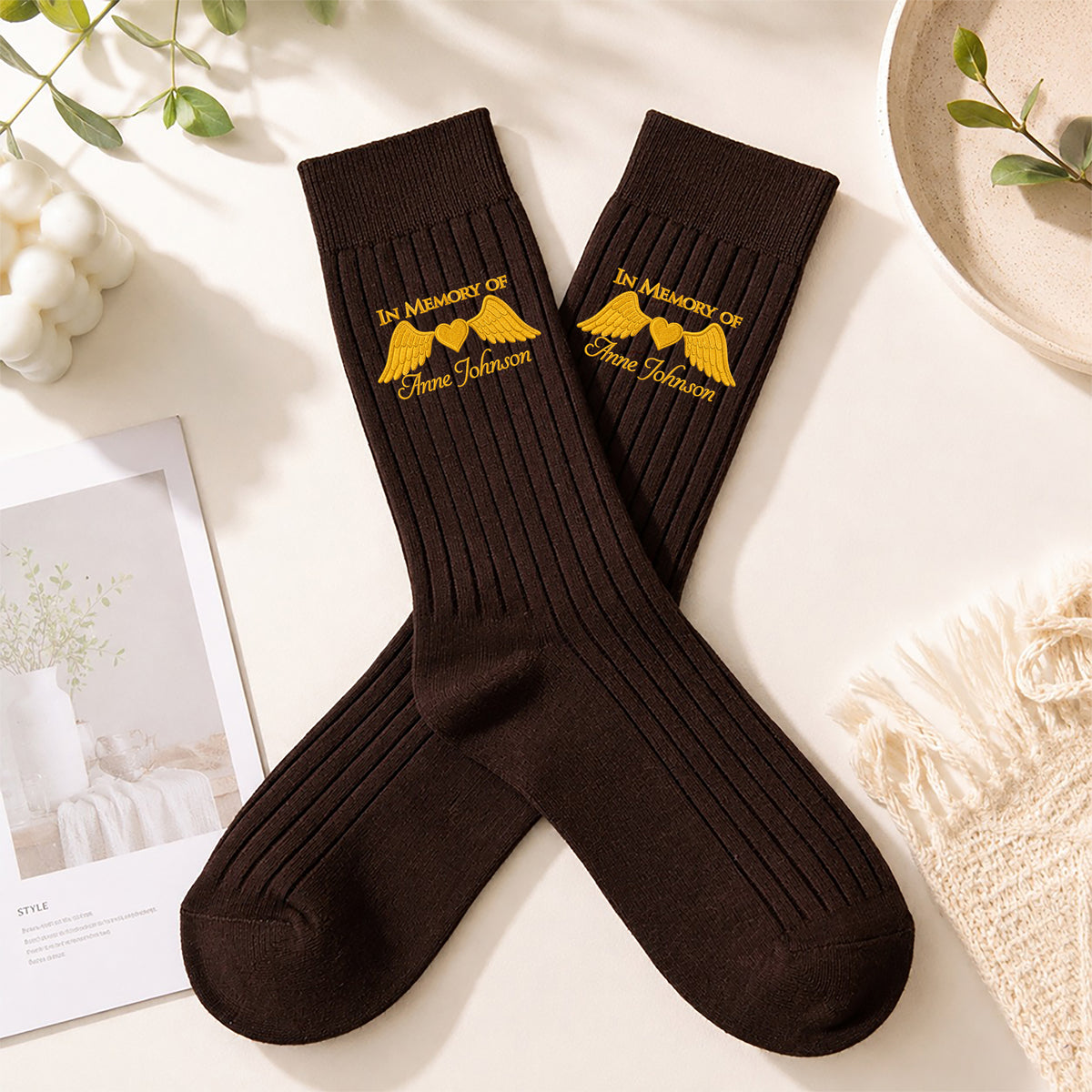Custom Name In Memory Of Embroidered Socks, Personalized Memorial Keepsake Gift TH10 170981