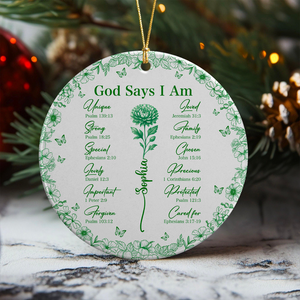 God Says You Are Christian Toile De Jouy Style - Personalized Ceramic Ornament HA75 897158
