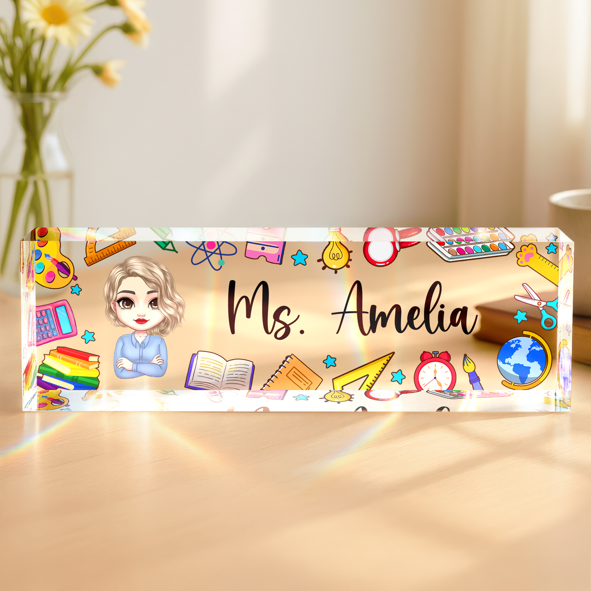 Teacher Name Plate Office Decor - Personalized Desk Name Plate CH07 896230