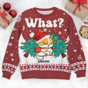 Cat What With Christmas Tree Ugly Sweater For Cat Lovers Personalized Gift HO82 893050