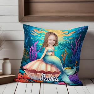Custom Kid Photo Mermaid Princess Pillow Gifts for Girls CH07 896476
