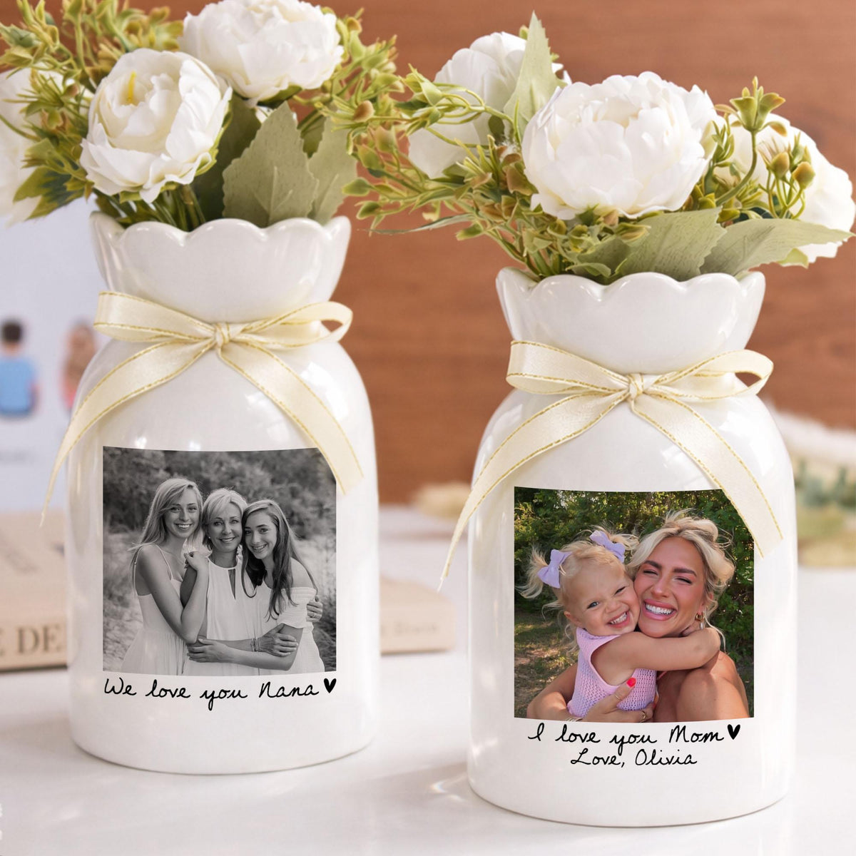 Custom Photo Gift for Mom Flower Ceramic Vase, Mother's Day Gift for Mom Nana Grandma LM32 899729