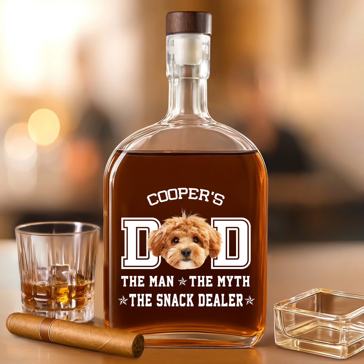 Custom Photo Dog Dad The Man The Myth The Snack Dealer Whiskey Bottle LM32 893597