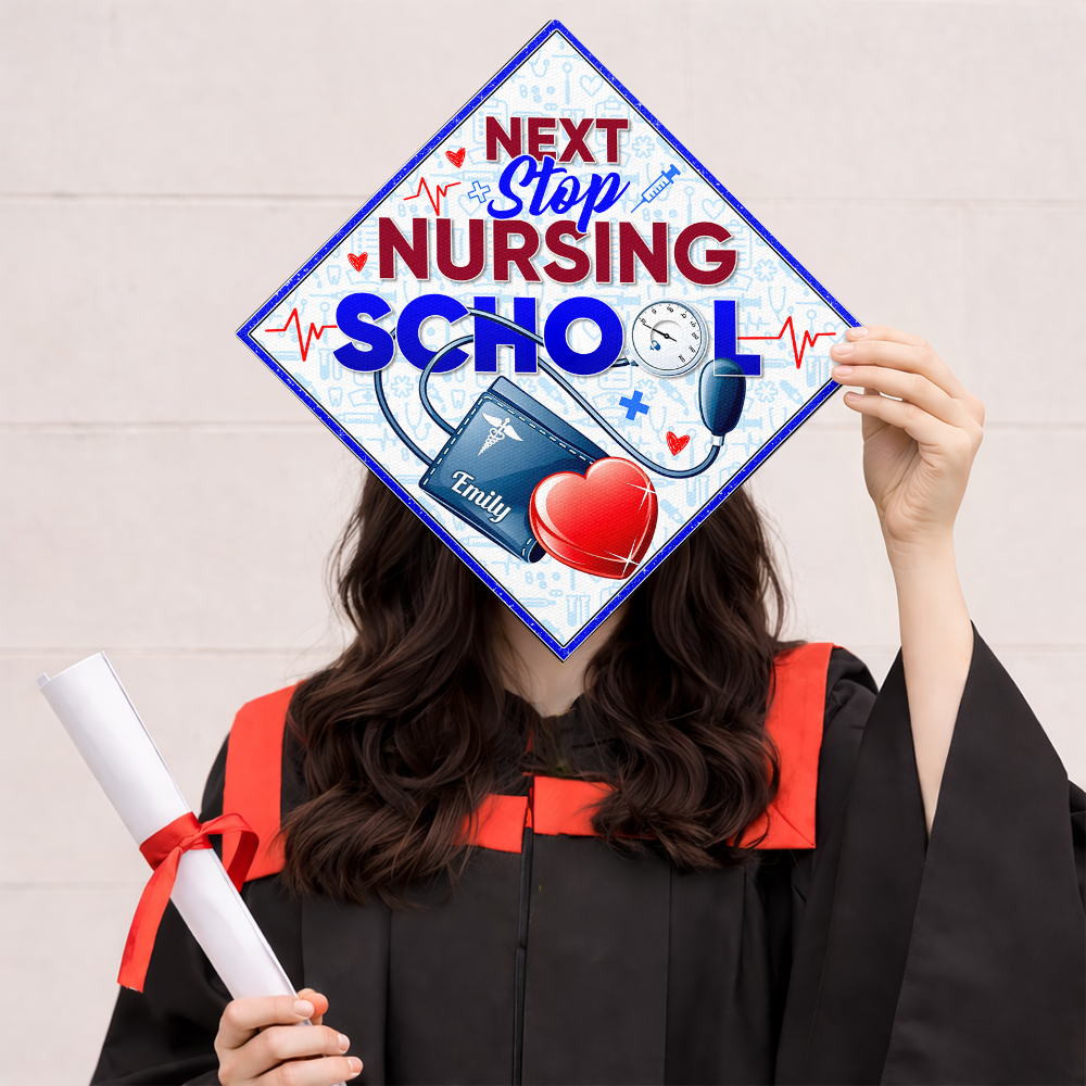 Custom Name Next Stop Nursing School Graduation Cap Topper LM32 899335