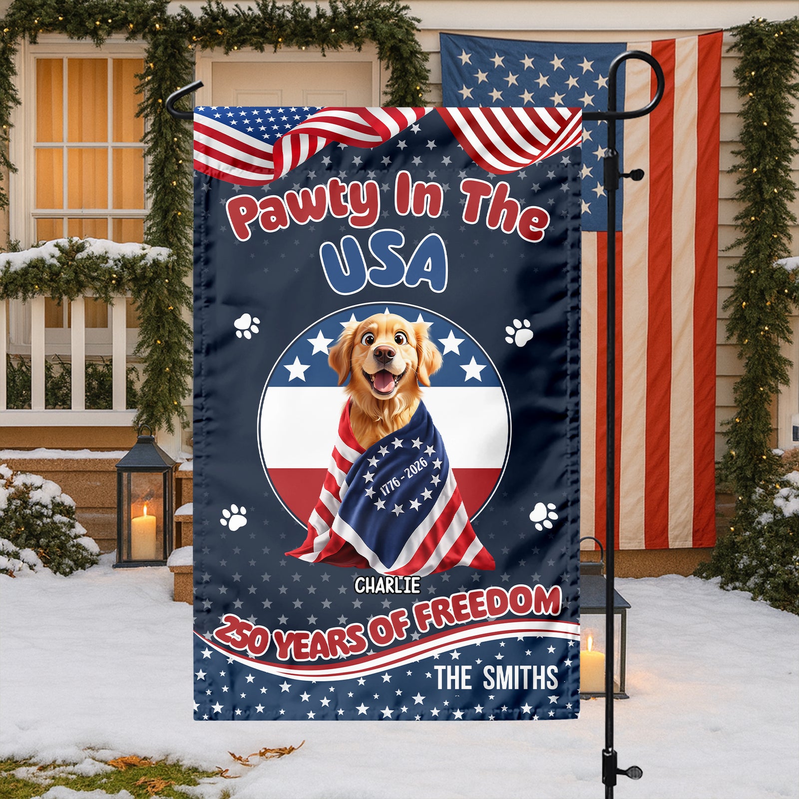 Personalized Pawty In The USA 250 Years Of Freedom Dog Garden Flag HA75 920300