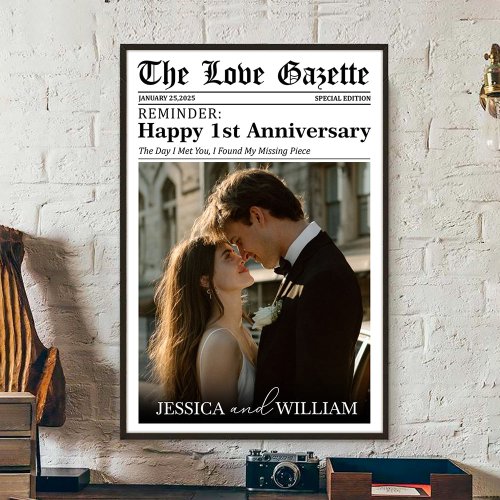 The Love Gazette Custom Couple Photo Newspaper Style Poster Canvas Anniversary Gift for Couple CH07 896484