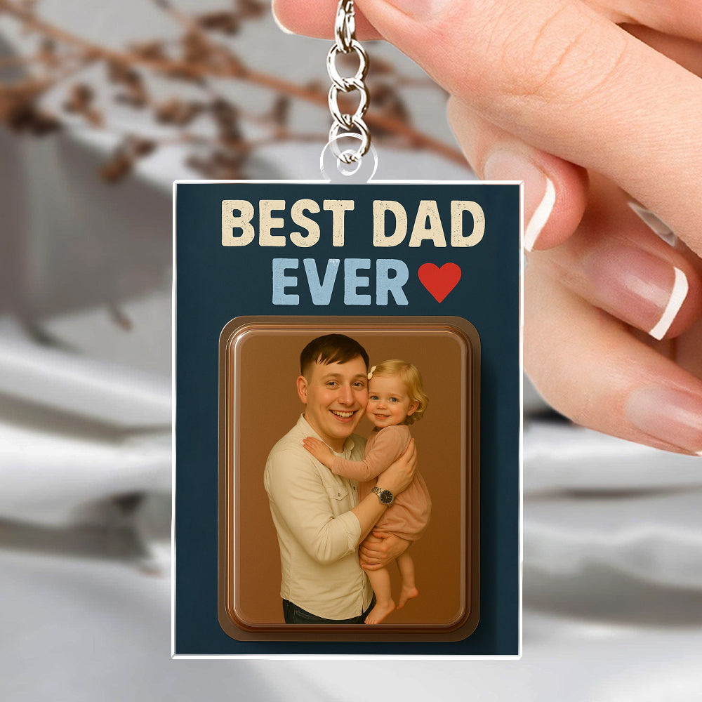 Custom Photo Dad And Kid Action Figure Acrylic Keychain Gift For Father's Day HO82 894002