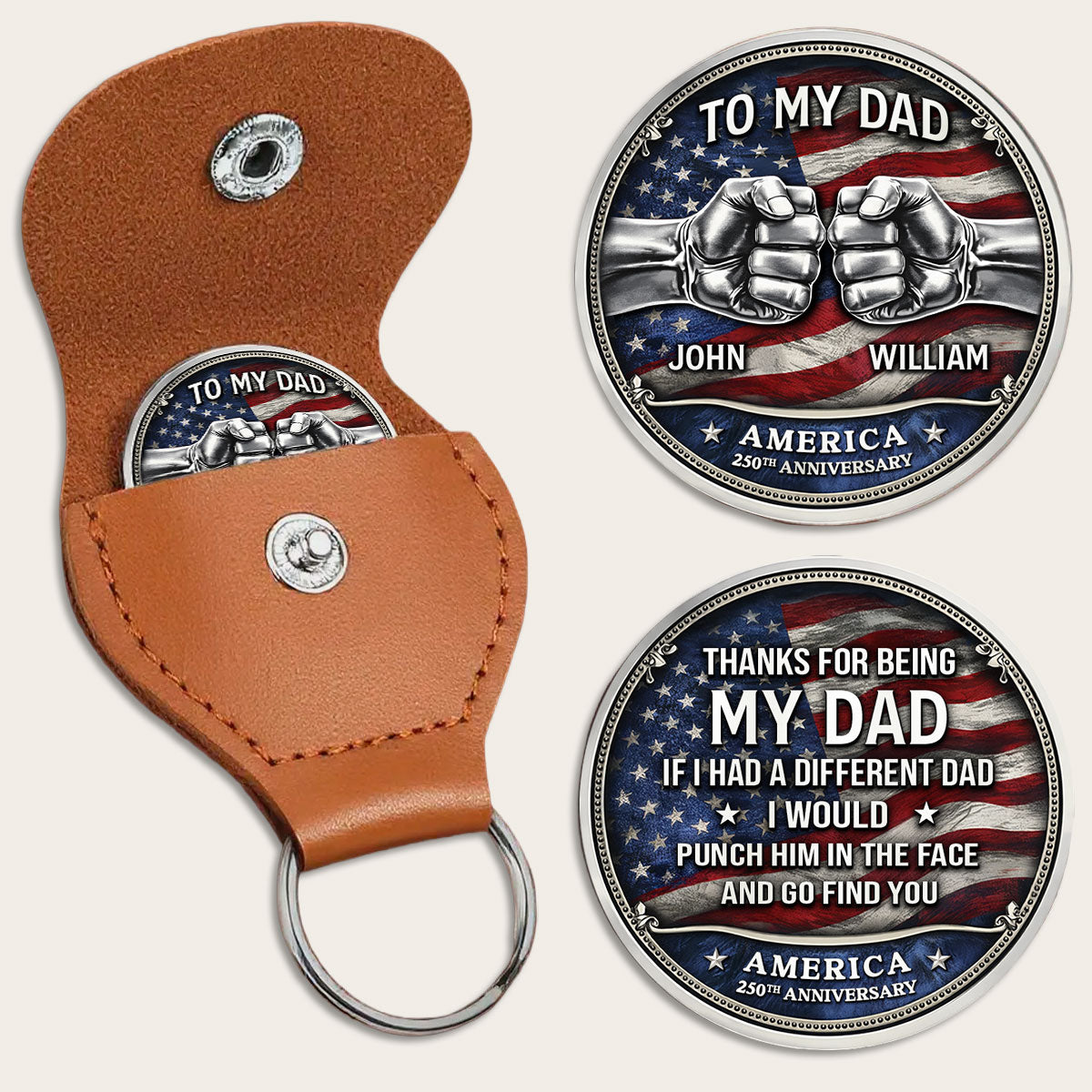 Personalized Name Thank For Being My Dad Pocket Hug - Coin For Father, Patriotic Gift From Son LM32 899267