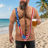 Hairy Body USA Flag Swimsuit 3D Shirt for Men, Funny Patriotic Mankini Tee HA75 921786