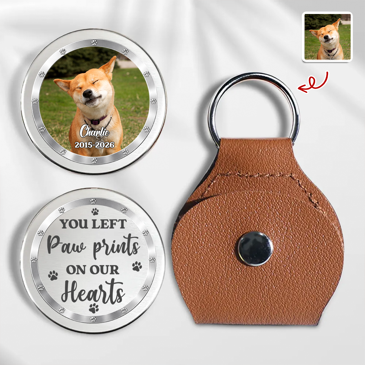 Custom Photo You Left Paw Prints On Our Hearts Memorial Pocket Hug TH10 169047