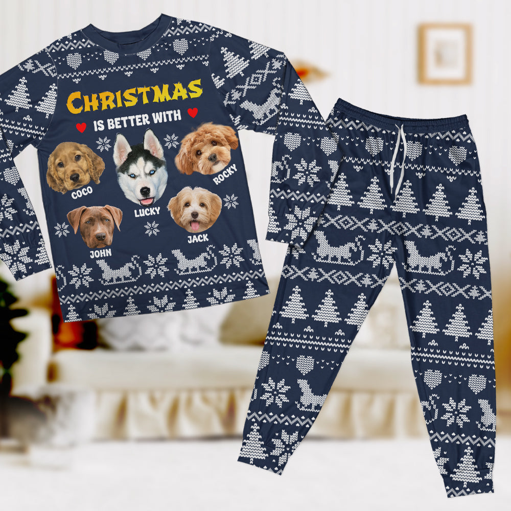 Custom Photo Christmas Is Better With Dog, Cat Sleepwear HA75 891292