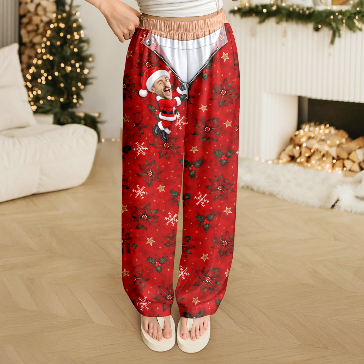 Custom Photo Zipper Santa Holiday Sweatpants Gift for Men & Woman TH10 171273