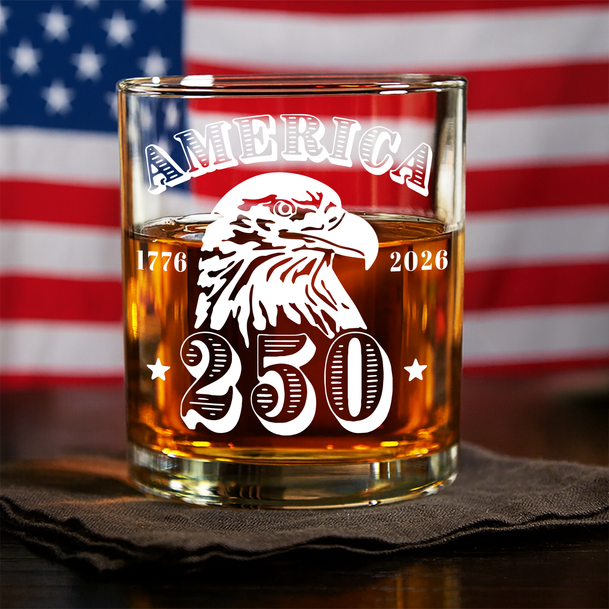America 250 Years Happy 250th Birthday USA Whiskey Glass HA75 898102