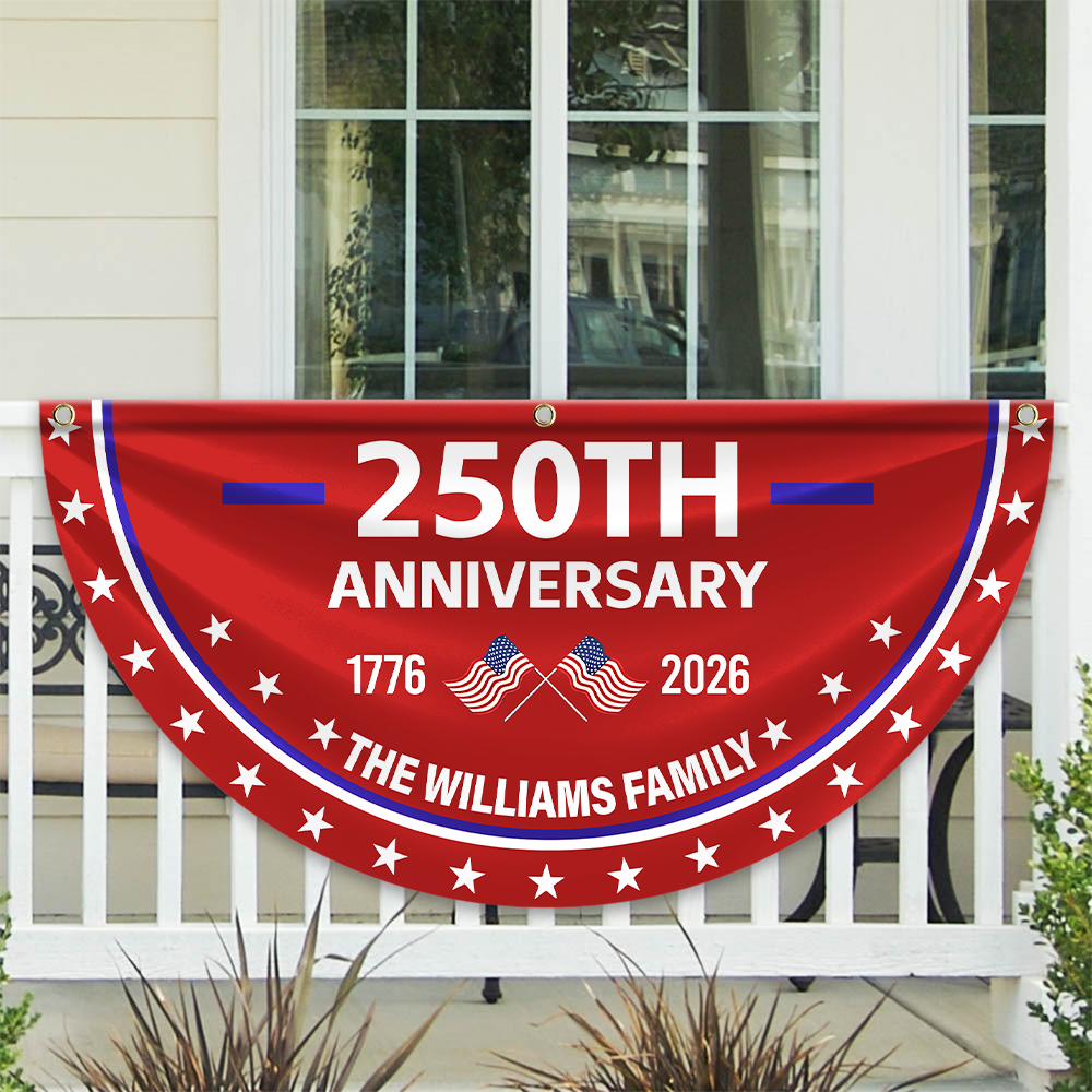 Custom Family Name 250th Anniversary 1776-2026 America Non-Pleated Fan Flag HA75 898792