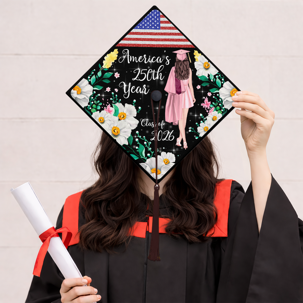 Personalized America 250th Anniversary Class of 2026 Graduation Cap Topper TH10 169225