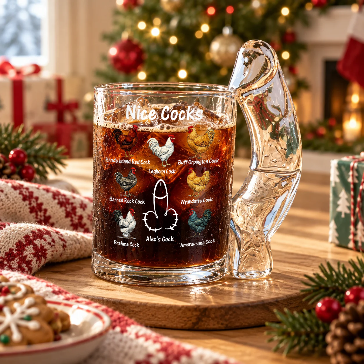 Personalized Nice Cocks Naughty Glass Mug Valentine's Day Funny Gift for Men Husband Boyfriend CH07 180672