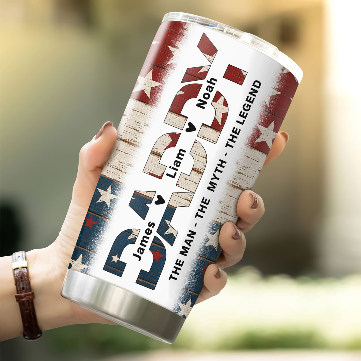 Dad The Man The Myth The Legend - Personalized Fat Tumbler For America Dad Grandpa CH07 895912