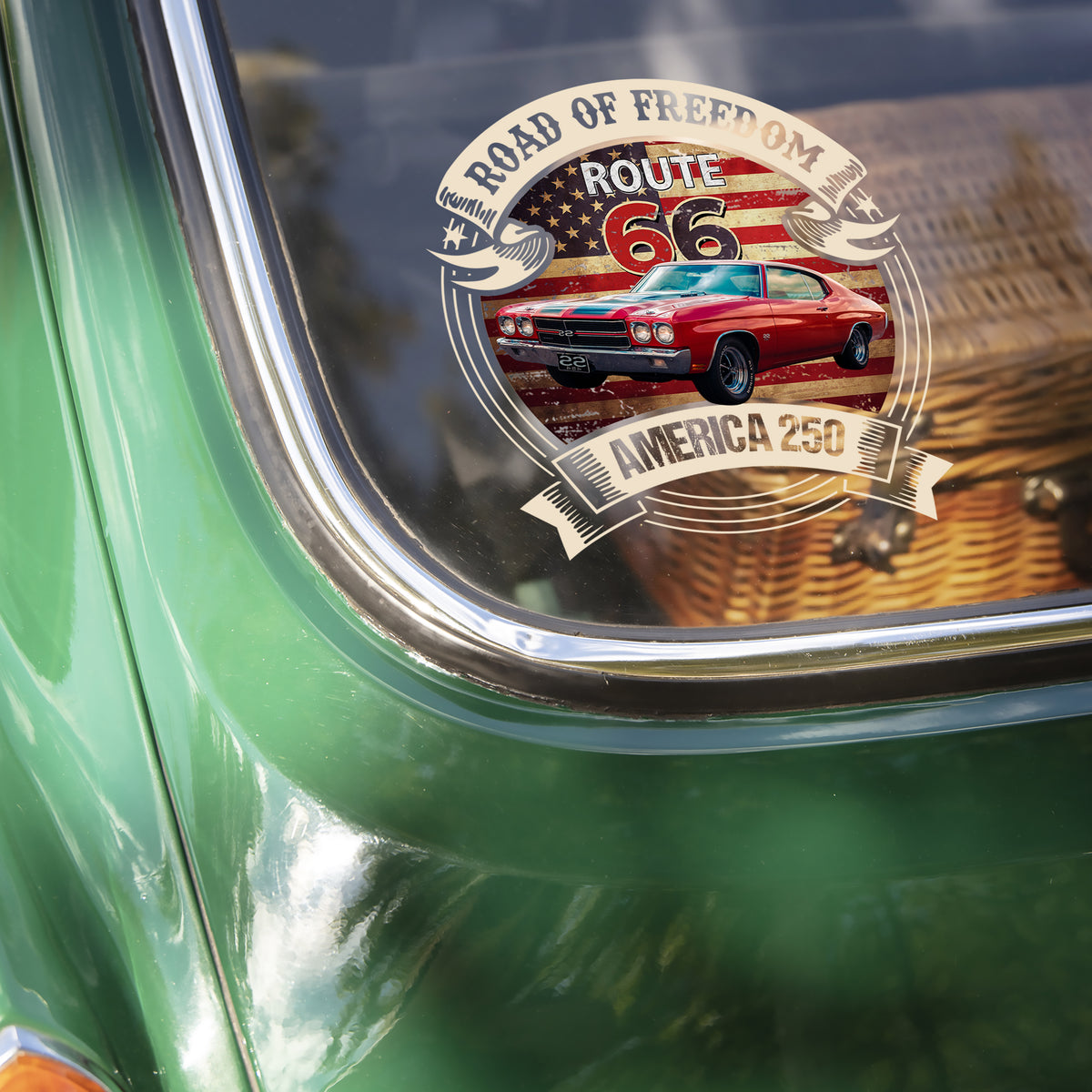 Custom Car  Photo Route 66 Road Of Freedom American 250 Car Window Decal Sticker TH10 898501