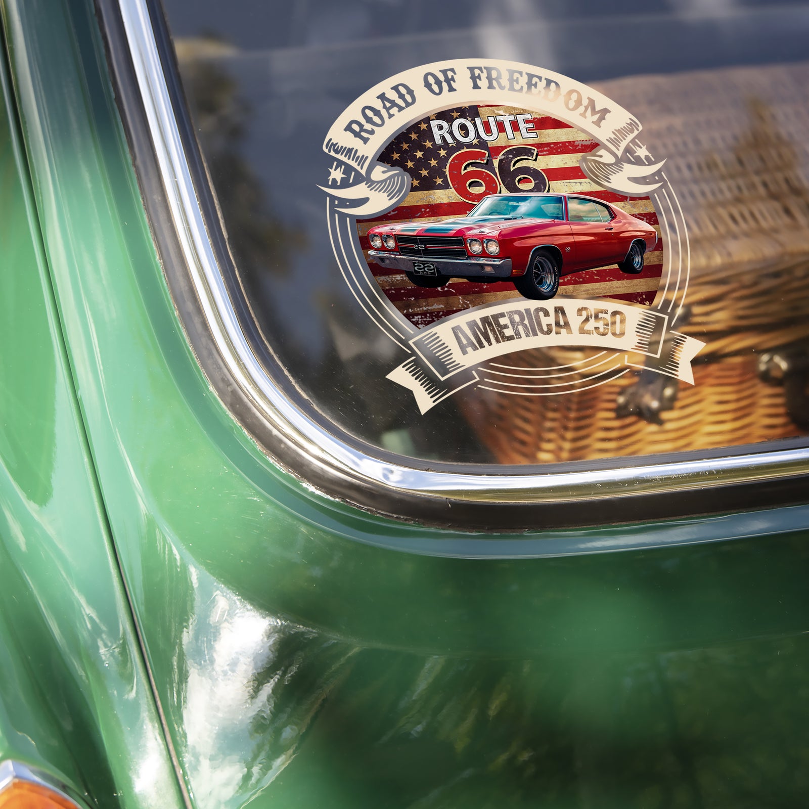 Custom Car  Photo Route 66 Road Of Freedom American 250 Car Window Decal Sticker TH10 898501