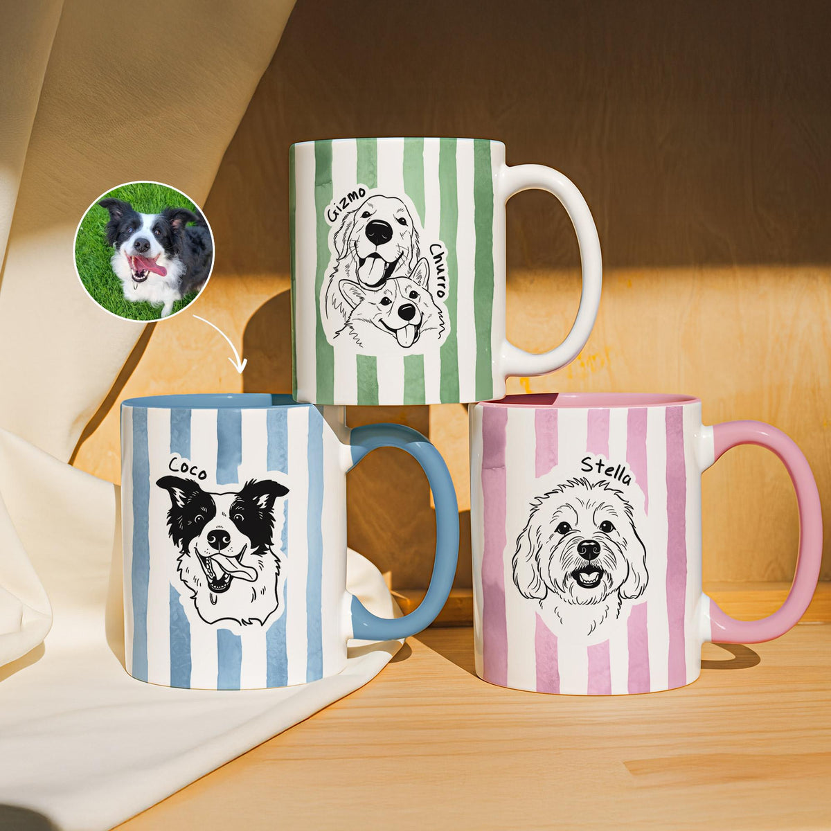 Custom Pet Portrait Mug With Name Personalized Dog Cat Photo Accent Mug CH07 899944