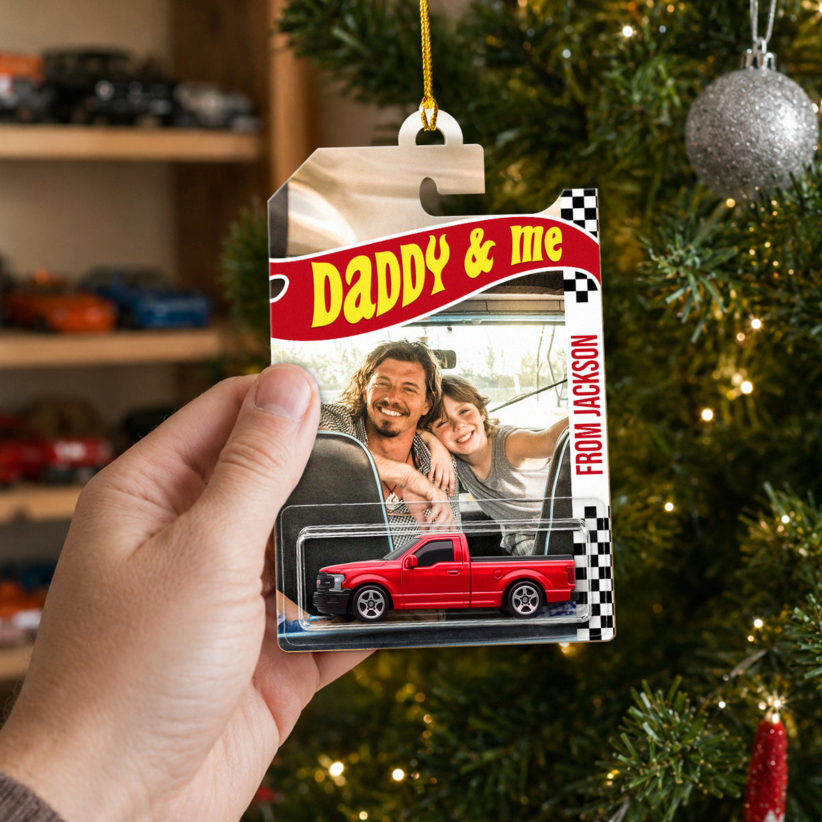 Custom Photo Merry Christmas Dad Wheels Packaging Ornament, Christmas Day Gift LM32 669673