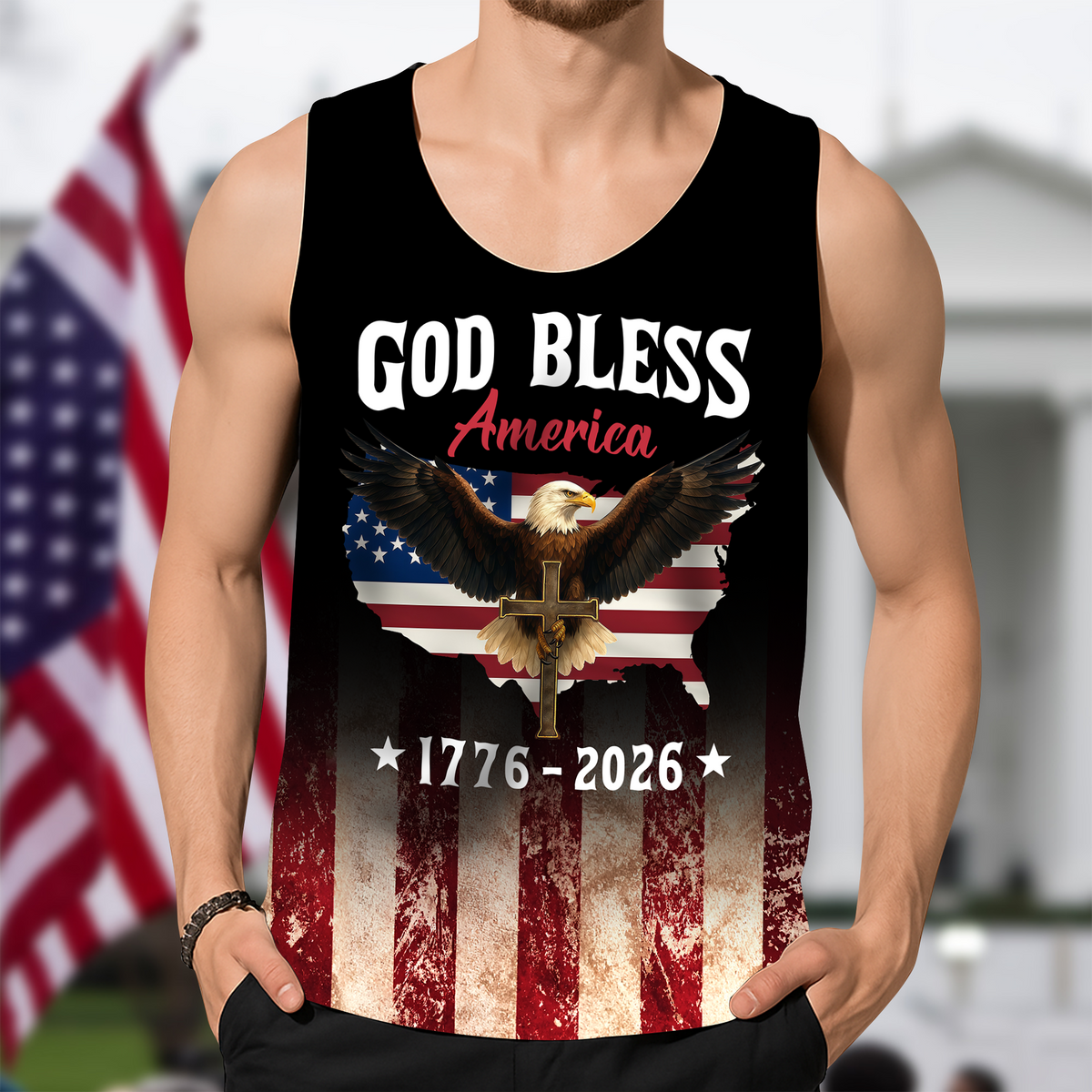 Patriotic 250th Anniversary God Bless America Eagle 1776–2026 Tanktop HO82 902900