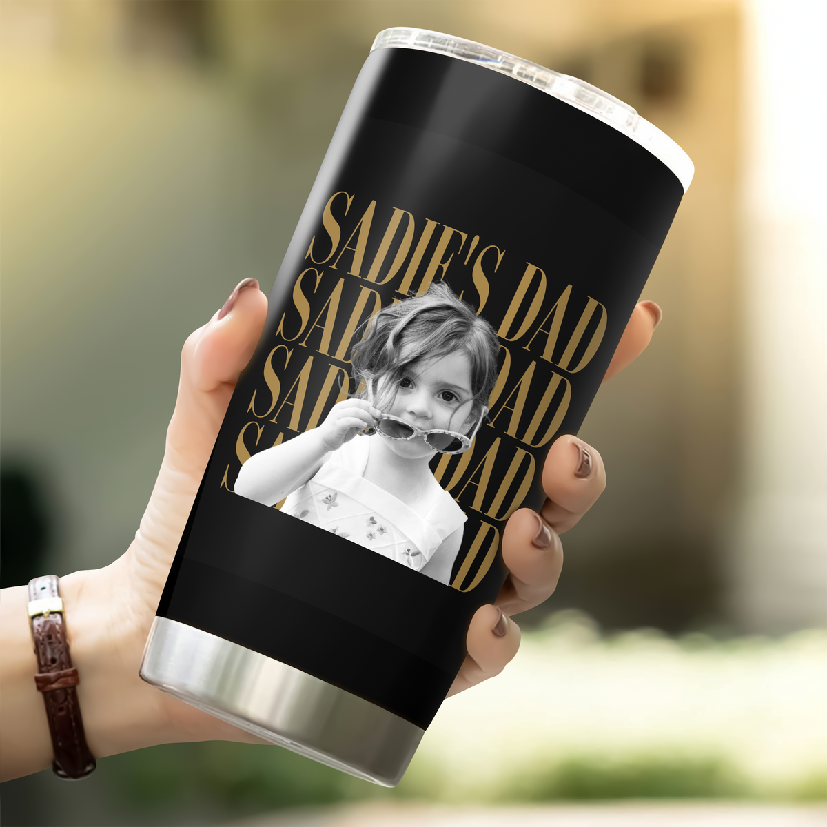 Personalized Vintage Photo Dad, Mom Fat Tumbler Kid Photo Tumbler CH07 911750