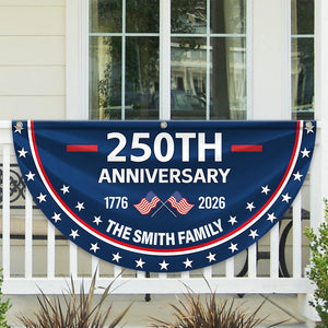 Custom Family Name 250th Anniversary 1776-2026 America Non-Pleated Fan Flag HA75 898792