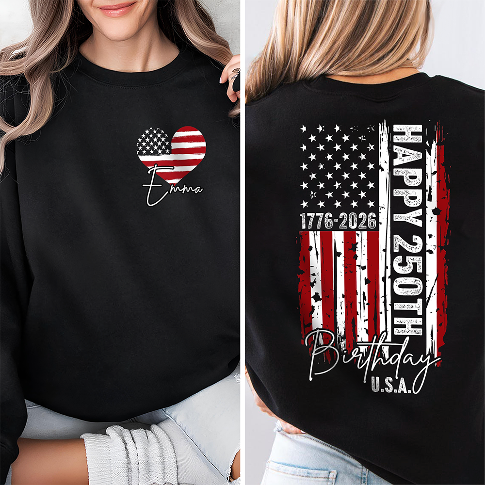 Custom Name USA 250th Birthday 1776-2026 Independence Day Back & Front Dark Shirt HO82 902222