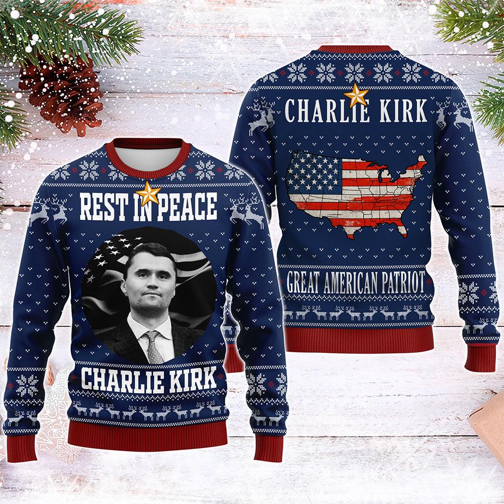 Personalized Rest In Peace Charlie Kirk Ugly Christmas Sweater HO82 900324