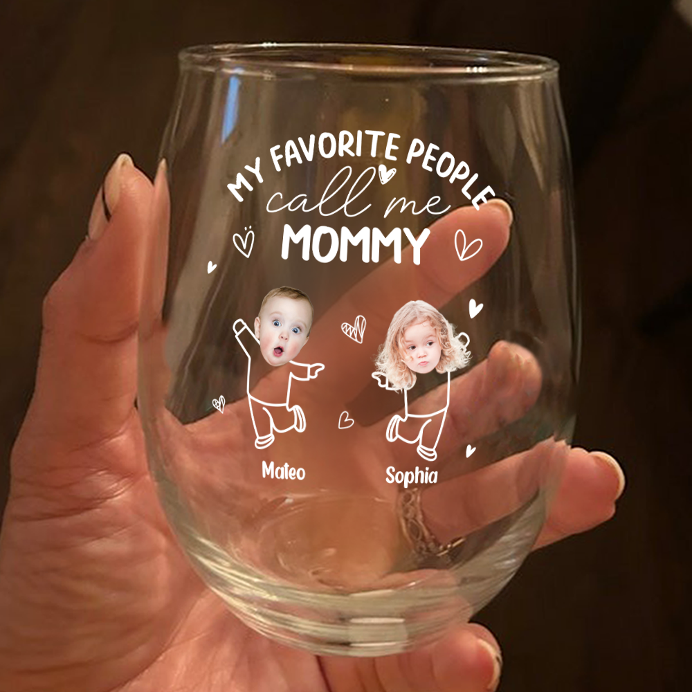 Custom Photo My Favorite People Call Me Grandma, Mom Wine Glass HA75 892294