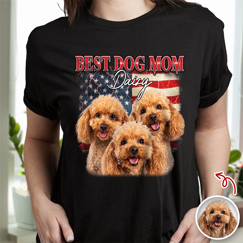 Custom Photo Best Dog Dad, Dog Mom Dark Shirt TH10 898705