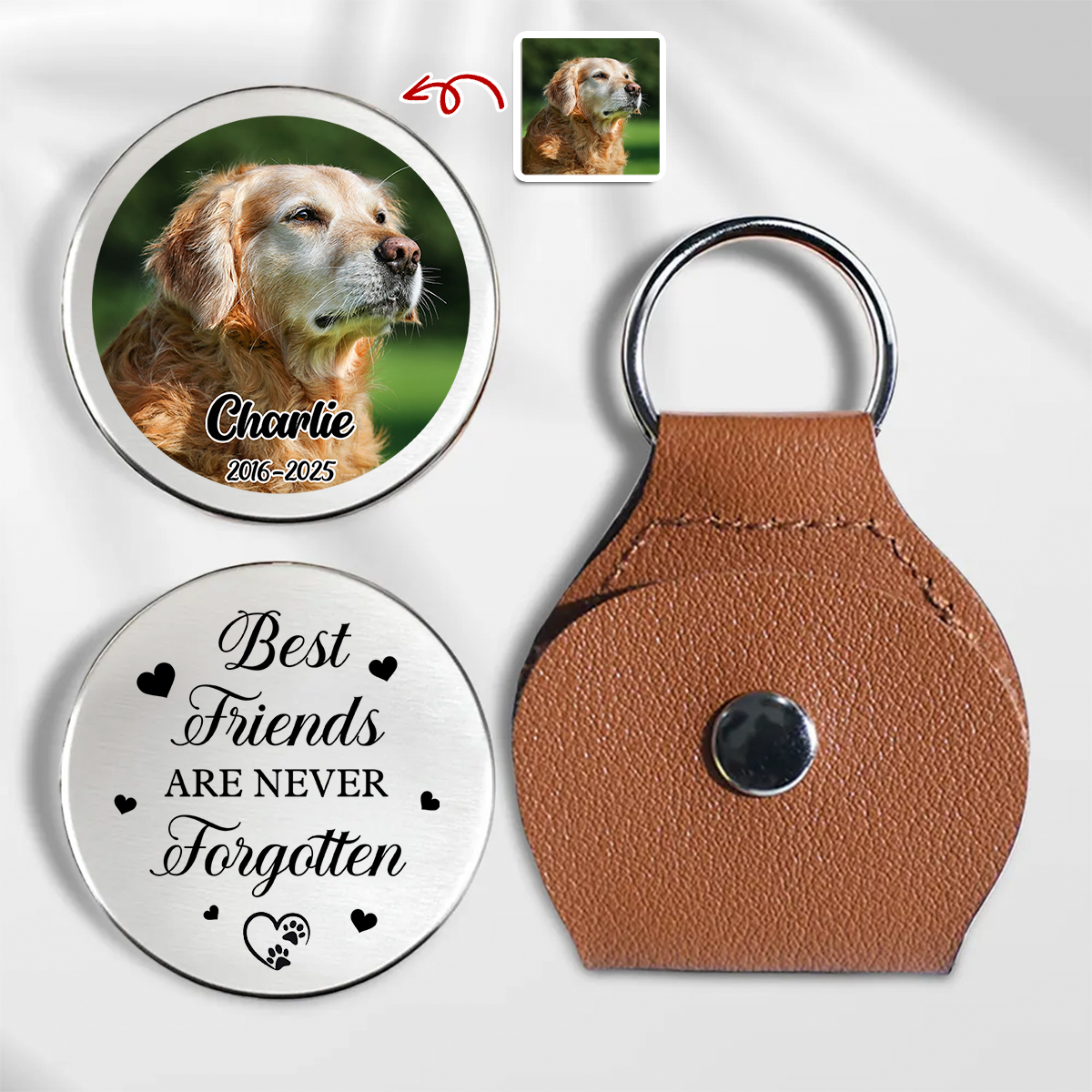 Custom Photo Best Friends Are Never Forgotten Memorial Pocket Hug HA75 897982