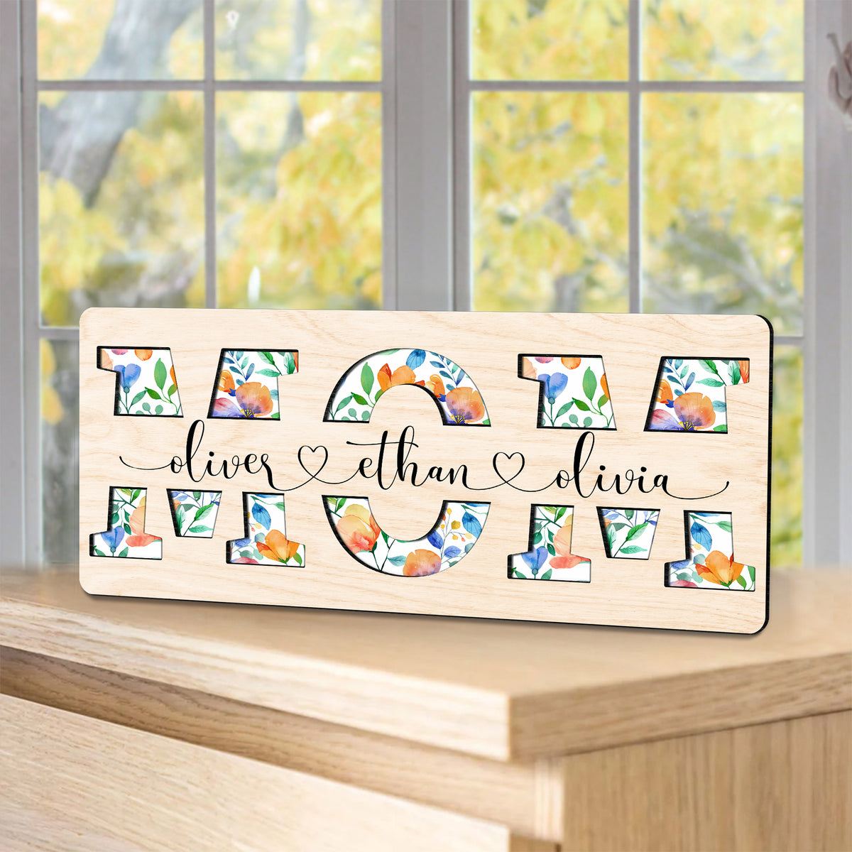 Personalized Name Flowers Mom Wooden Sign - Gift For Her, For Mom, Grandma LM32 899185