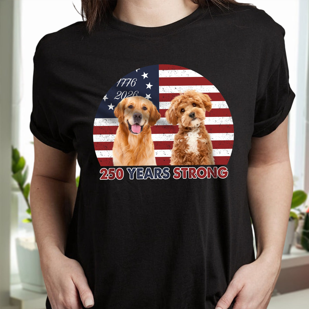 Custom Photo 250 Years Strong Dog Cat Vintage Retro Dark Shirt HO82 901282