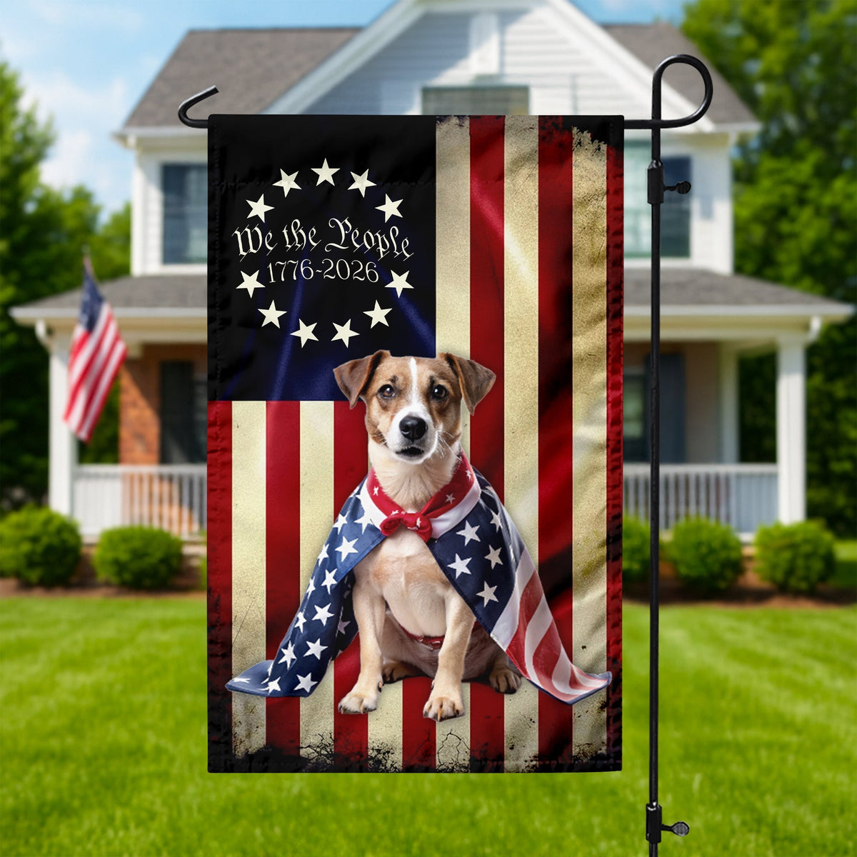 Custom Photo My Dog Loves America 250 Garden Flag HA75 898906
