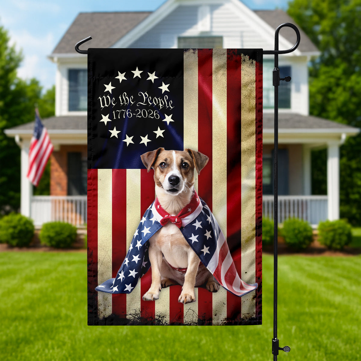 Custom Photo My Dog Loves America 250 Garden Flag HA75 898906
