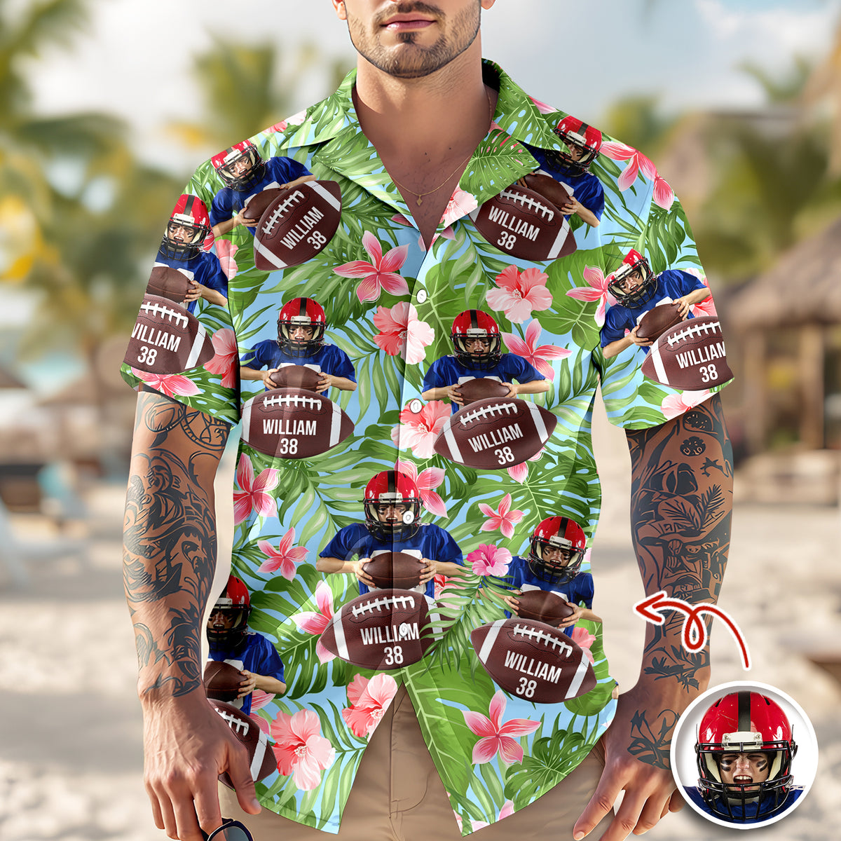 Personalized American Football With Tropical Pattern Hawaiian Shirt HO82 901176