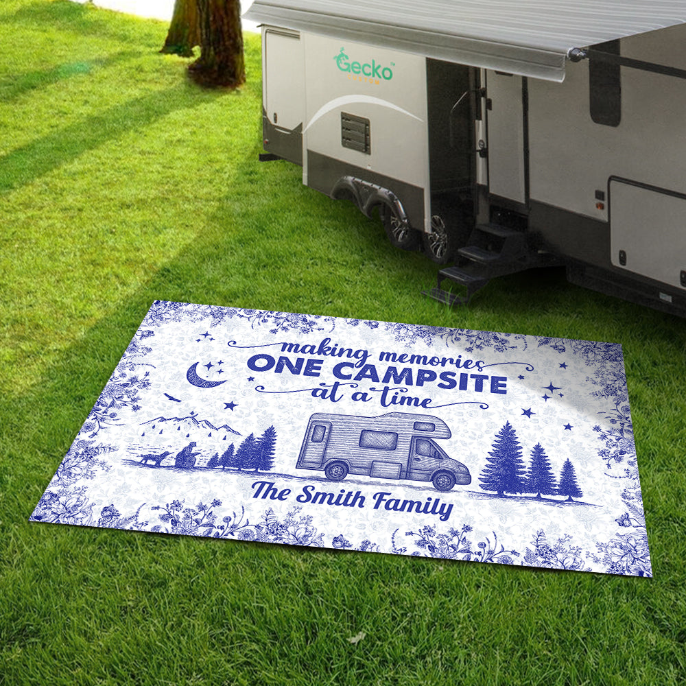 Personalized Camping Patio Rug Toile De Jouy Style For Happy Campers HA75 892656