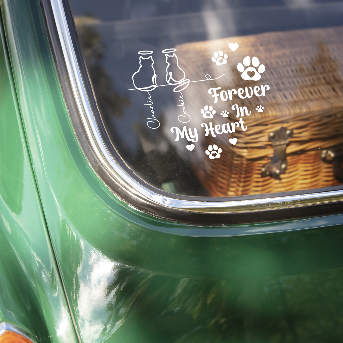 Personalized Forever In Our Hearts Car Window Decal Sticker Gift For Dog Cat Lovers CH07 910258