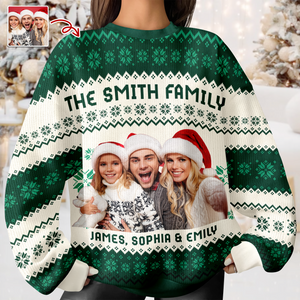 Custom Photo Family Ugly Sweater Christmas, Funny Gift For Family, Dad, Mom, Grandpa, Grandma HA75 897126