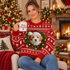 Custom Pet Photo Christmas Wreath Gift Personalized Ugly Sweatshirt CH07 181154