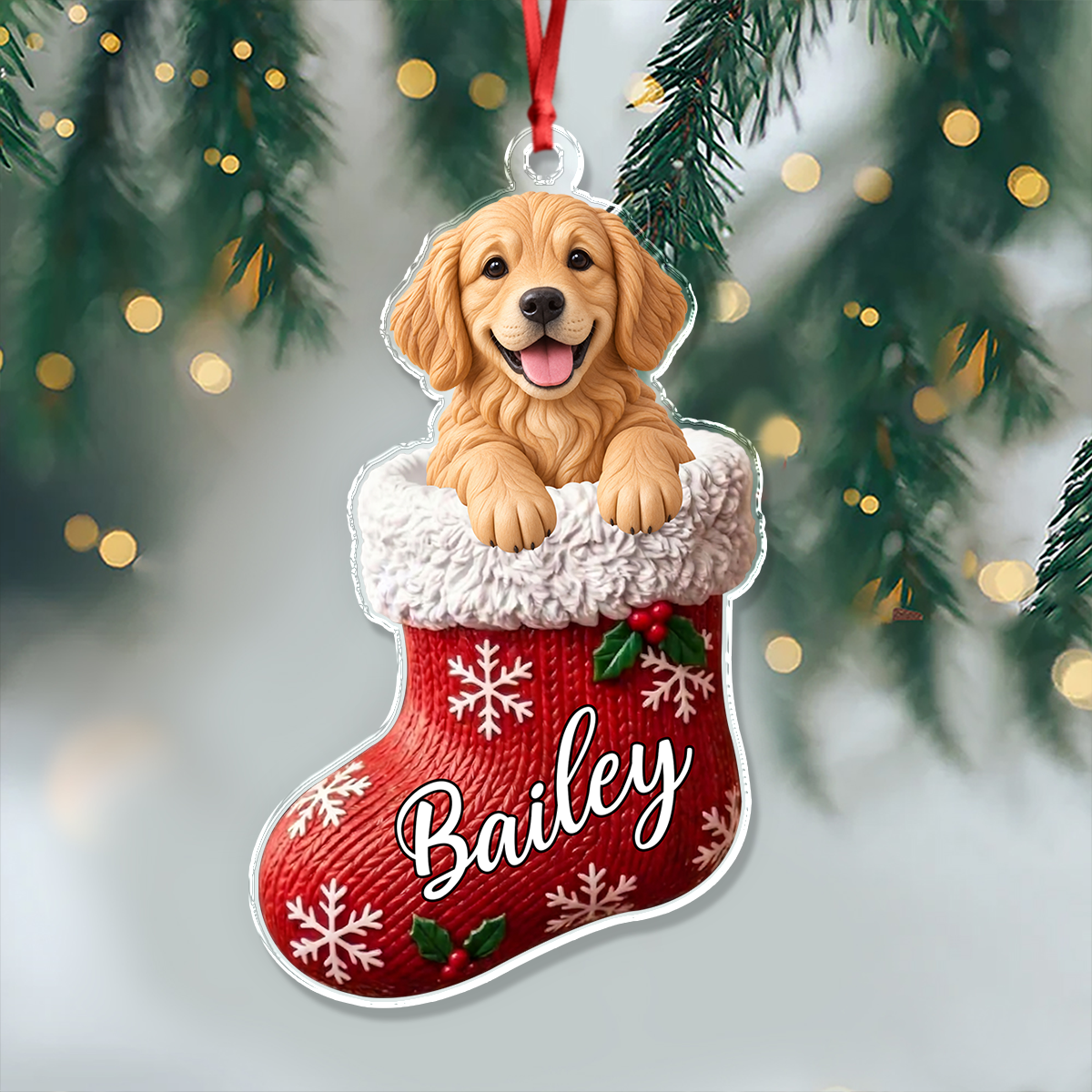 Personalized Pet Face Christmas Stocking Acrylic Ornament TH10 171451
