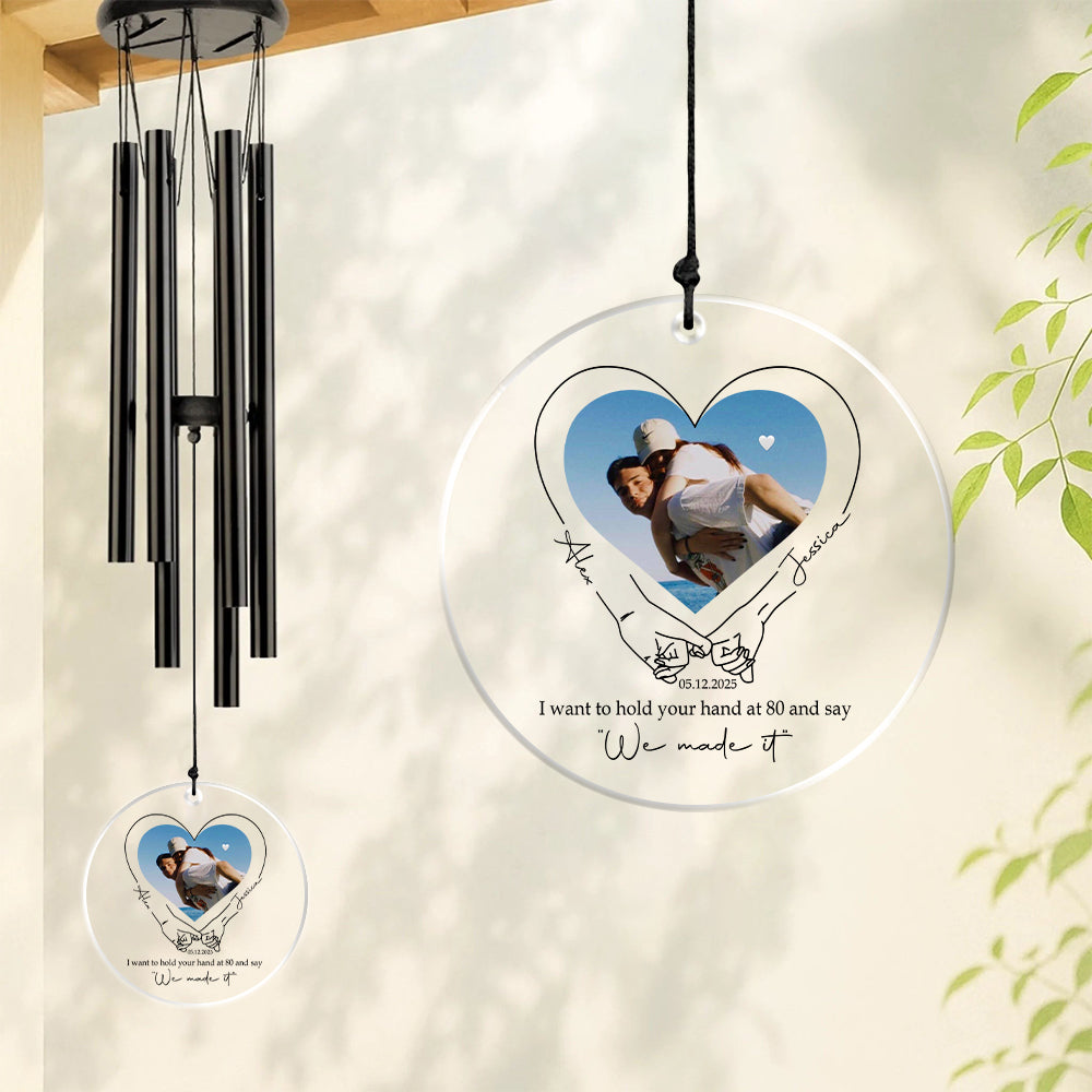 Custom Photo I Want To Hold Your Hand Couple Acrylic Wind Chimes TH10 898477