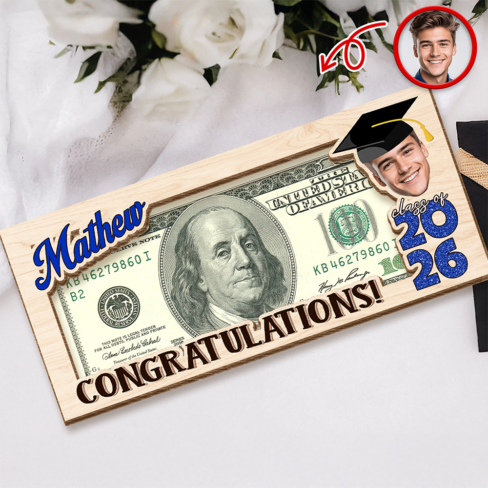 Custom Photo Congratulations Class Of 2026 Wood Money Holder CH07 910664