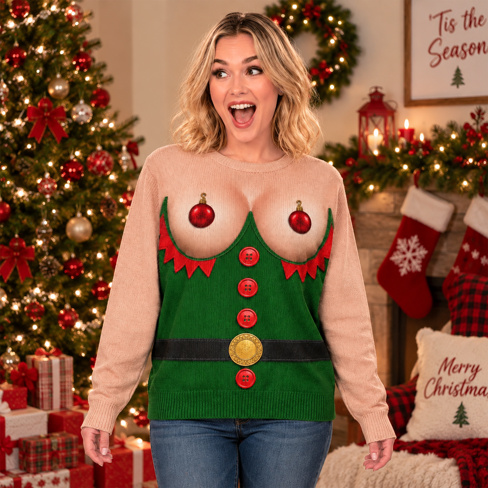 Personalized Funny Christmas Ugly Sweater Festive Holiday Party Gift TH10 171057