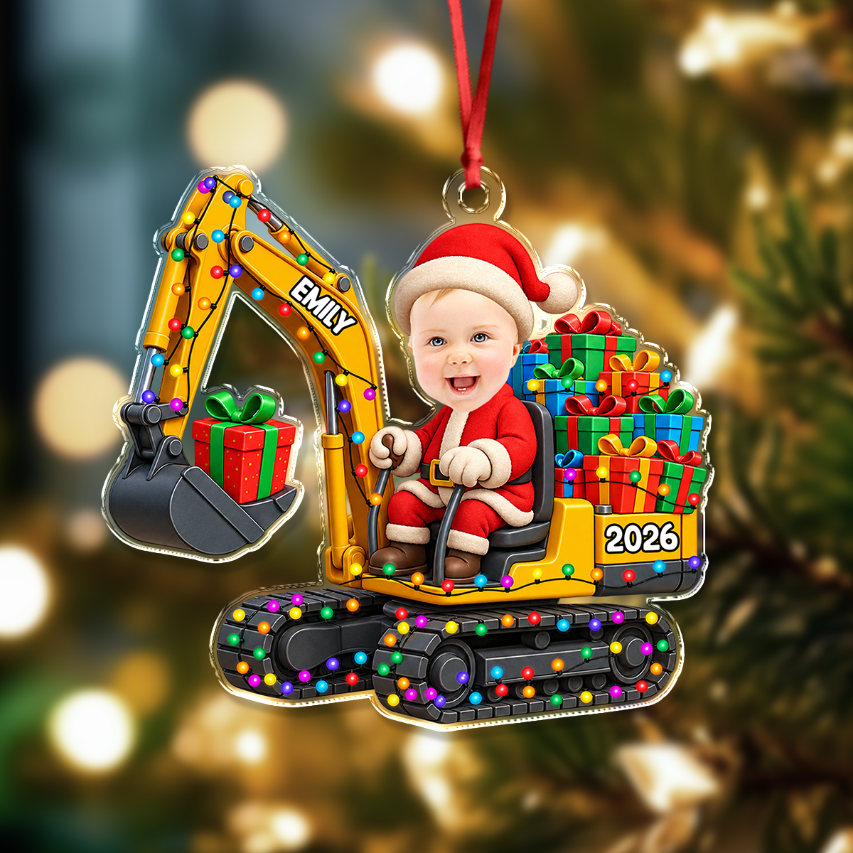 Custom Photo Excavator Personalized Christmas Acrylic Ornament HA75 922012
