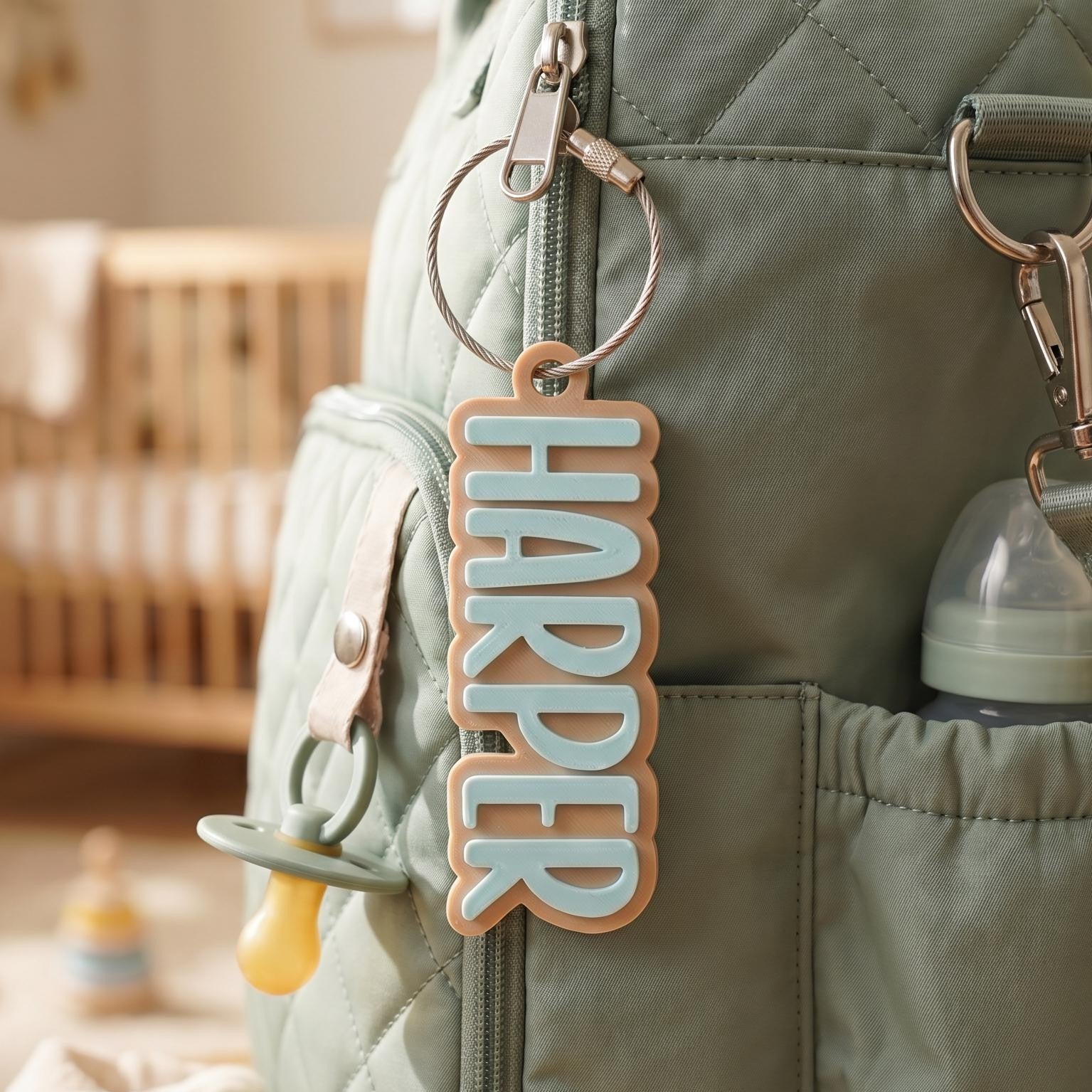 Custom Name Keychain Diaper Bag Tag, Label Bag Charm Kids Keychain LM32 669539